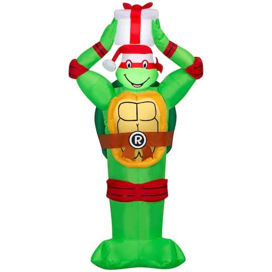 4ft. Airblown® Paramount Inflatable Classic Teenage Mutant Ninja Turtles Raphael with Present Christmas Light Décor